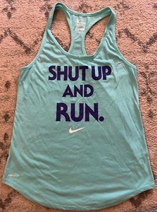 Nike - "Shut Up and Run" Women's Tee - Medium - Athletic Cut - Dri-Fit - VG - Picture 1 of 3