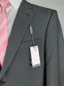 Geoffrey Beene Men 42R Gray Nailshead 2 Button Polyester Suit Jacket Blazer Coat - Picture 1 of 18