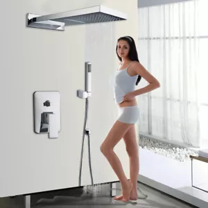 Juego de cabezal de ducha de lluvia y cascada de montaje en pared cromado grifo mezclador ducha portátil - Imagen 1 de 12