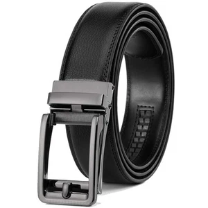 Men's Leather Ratchet Comfort Click Belt Dress with Slide Buckle -Adjustable ... - Picture 1 of 7
