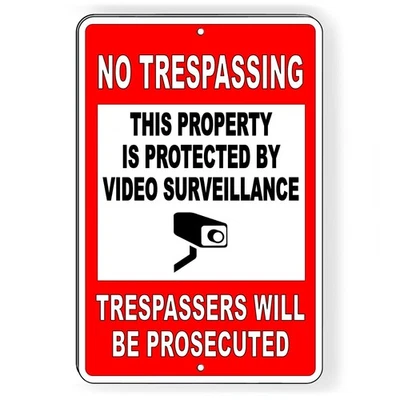 Videovigilancia Seguridad 8" x 12" Aluminio Letrero Sin Intrusión Alarma Cámara Foto 1 de 2