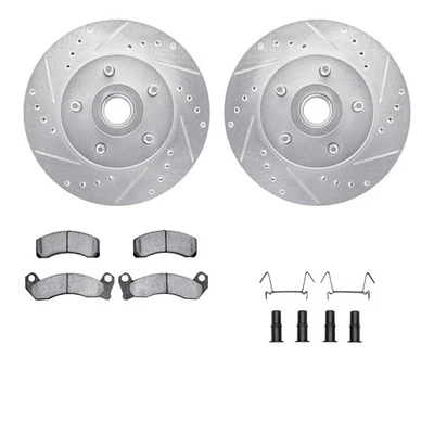 For Mercury Grand Marquis 79-89 Drilled & Slotted Front Brake Kit w Optimum Pads — 第 1/3 张图片