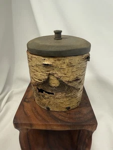 Antique Folk Art birch bark Wood Trinket Box - Primitive Style - Picture 1 of 6