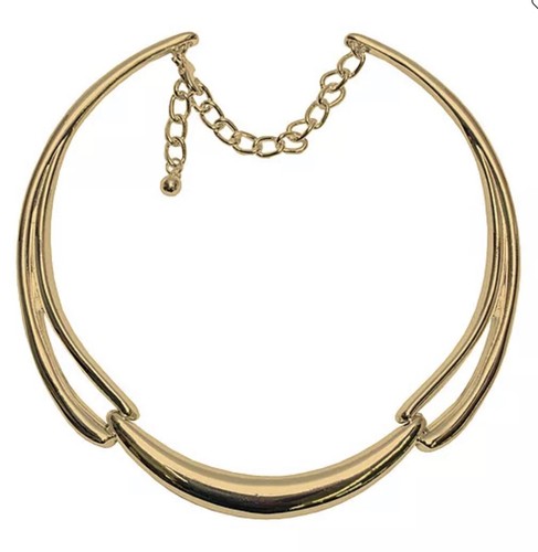 VETEMENTS Collana collare cavo B Elements 10 pollici tono oro nuova