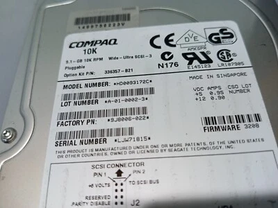 336366-001 Compaq 366381-001 9.1GB Wide Ultra SCSI3 80Pin 10K with tray, NOB NOS - Image 1 of 4