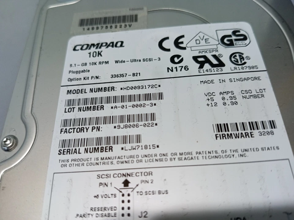 336366-001 Compaq 366381-001 9.1GB Wide Ultra SCSI3 80Pin 10K with tray, NOB NOS - Image 1 of 4