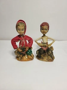 Vintage Golden Fantasy Tilso Pixie Elf With Instrument Hong Kong Plastic Pair - Picture 1 of 22