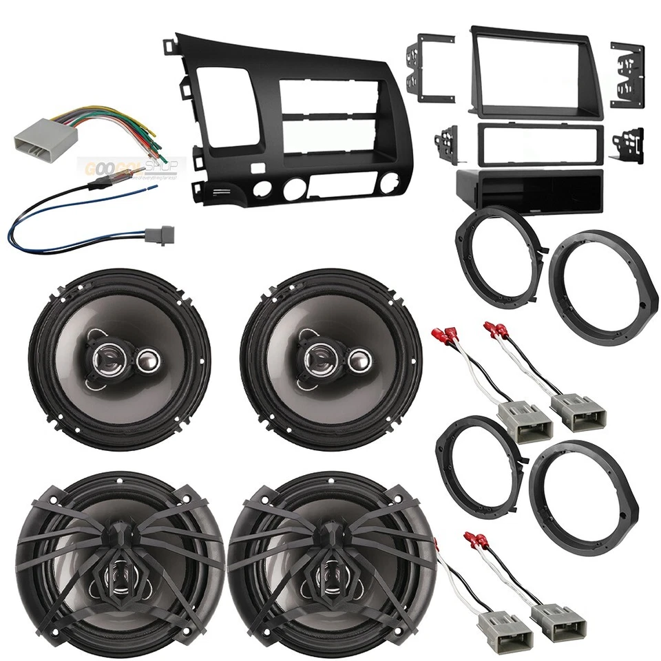 Car Stereo Install Dash Kit & 4 300W Speaker Package for 2006-2011 Honda Civic - Изображение 1 из 4