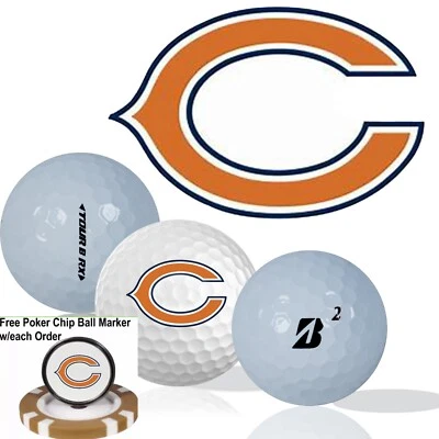 NFL Chicago Bears • Мячи для гольфа упаковка 12 шт. • Bridgestone Tour B RX • Отремонтированные - Изображение 1 из 3