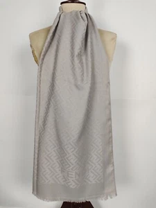 FENDI genuino vintage seda gris cachemir abrigo chal invierno bufanda bufandas - Imagen 1 de 7