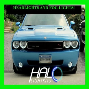 2008-2014 DODGE CHALLENGER WHITE PLASMA HEADLIGHT+FOG HALO KIT SET by ORACLE - Picture 1 of 5