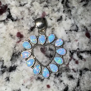 Heart Opal Sterling Silver Pendant  - Picture 1 of 3