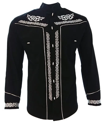 Camisa Charro Para Hombre Camisa Charra El General Western Wear Color Negro Manga Larga Foto 1 de 4