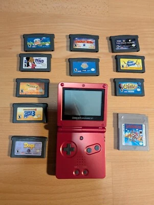 Nintendo Game Boy Advance SP in Flame Red & 11 Games - Tested and working! - Image 1 of 2