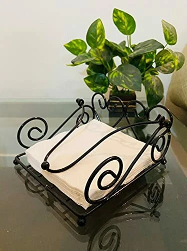 Porta Tovaglioli Quadrato Tessuto Sostegno Metallo Scatola Premium Carta Velina - Immagine 1 di 2