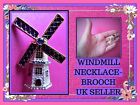 Sparkly Windmill Brooch Necklace Unisex Sails Blades Grain Turbine UK SELLER 