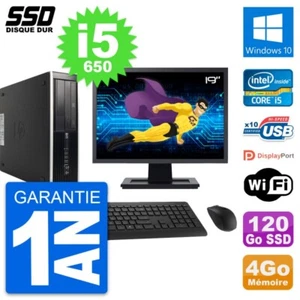 PC HP 8100 SFF Ecran 19" Intel Core i5-650 RAM 4Go SSD 120Go Windows 10 Wifi - Imagen 1 de 3