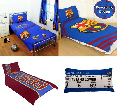 FOOTBALL CLUBS BARCELONA FC DUVET COVER SET - CUSHIONS - FCB FANS GIFT PATCH OFFICIAL LICENSE