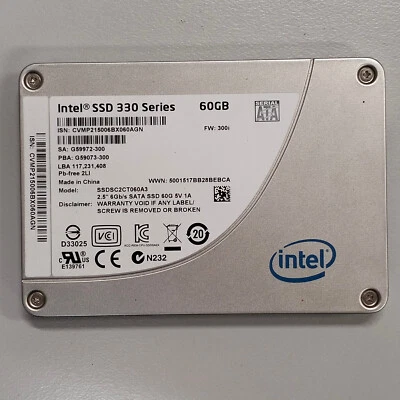 Genuine Intel 60GB 2.5" SATA3 6Gb/s SSD Solid State Drive SSDSC2CT060A3 - Image 1 of 4