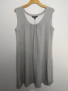 Ulla Popken Sleeveless Stretch Knee Length Dress Gray/White SZ L/XL Beach Comfy - Picture 1 of 6