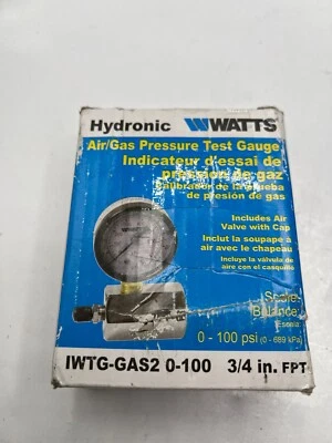 Hydronic WATTS IWTG-GAS2-0-100 Air Gas Pressure Test Assembly Gauge, 3/4" - Image 1 of 4
