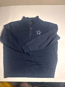 Antigua Dallas Cowboys Football Shirt Men's XL Navy Blue Long Sleeve Quarter Zip - Picture 1 of 4