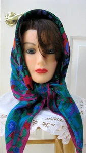 #21. Liz Claiborne Multicolored Floral Silk Scarf 31" x 31", Japan - Picture 1 of 7