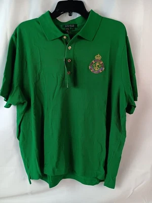 Ralph Lauren Kelley Green 100% Cotton Logo Gold Button Polo Shirt Size 2X - Image 1 of 4