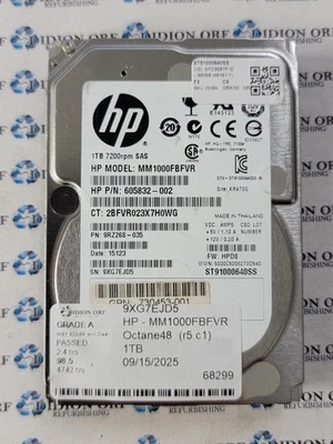 HP SEAGATE 1TB 2.5" SAS HDD 7200 RPM ST91000640SS, GRADE A, SKU 20084 - Image 1 of 2