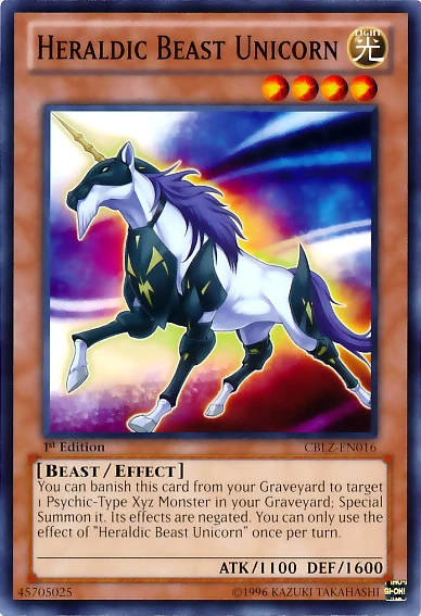 Heraldic Beast Unicorn [CBLZ-EN016] Common Lightly Played 1st Edition - Yugioh s - Image 1 of 1