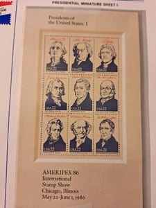 U.S. Stamp Souvenir sheets, #2216/2217/2218/2219, AMERIPEX, Presidents M/F/NH - Picture 1 of 4