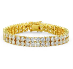 Brazalete de tenis de dos capas de 10 mm con acabado en oro de 14 quilates - Imagen 1 de 6