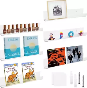 6 Pack Acrylic Bookshelf 15 Inch Clear Book Shelves for Wall Invisible Floating - Picture 1 of 12