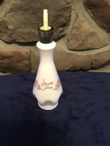 Vintage 60er Jahre Jergens Lotion Flasche weiß mit rosa Blumenmuster - Bild 1 von 7
