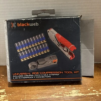 NUEVO Kit de herramientas de compresión Blackweb Universal RG6 conectores F impermeables Foto 1 de 4