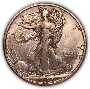 1933-S Walking Liberty Half Dollar Almost Uncirculated AU Coin, Minor Damage - Picture 1 of 2