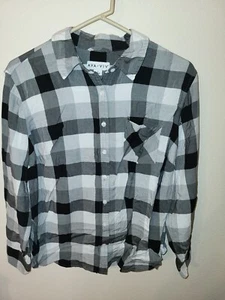 Ava Viv Damen Größe XL Bluse schwarz weiß kariert L Ärmel 1 Tasche Knopfleiste 26 L - Bild 1 von 24