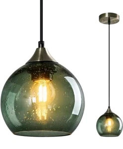 Lighting Globe Pendant Gray Green Glass Pendant Lights Kitchen Island 66" - Picture 1 of 5