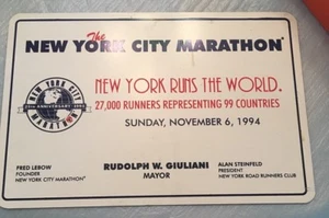 NYC Marathon 25th Anniversary (11/6/94) Official Metal Sign W/ Rudy Giuliani - Picture 1 of 3