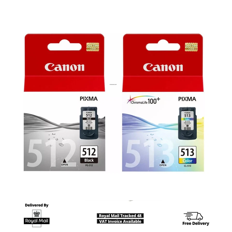 Canon PG-512 Black & CL-513 Colour Genuine Ink Cartridges for PIXMA MX320 Lot - Image 1 of 1