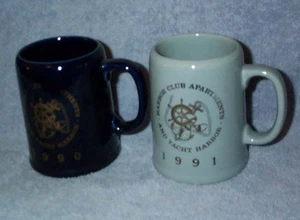 Harbor Yacht Club Harbor & Apartments, Michigan 2 Nice Mugs or Steins, 1990,1991 - Picture 1 of 1
