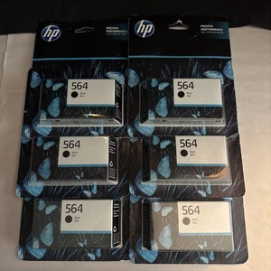 6x Genuine HP 564 BLACK Ink Cartridge Warranty Ends 01/2025 SEALED - Bild 1 von 7