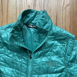 Women's The North Face Thermoball Teal Blue Green Light Zip Puffer Jacket Sz XS - Picture 1 of 4