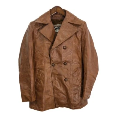 70's Schott Leather Coat Vintage Brown Men's 36 Outerwear Lined Fur - Image 1 of 4