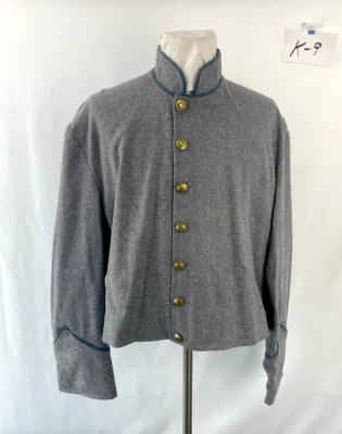 Chaqueta de lana gris confederada de la Guerra Civil con ribete azul - talla 54 Foto 1 de 4