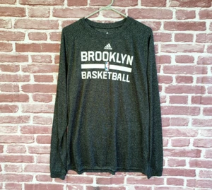🔥 Brooklyn Nets Basketball Adidas CilmaLite Lon Sleeve Gray Shirt Men's Large - Picture 1 of 5