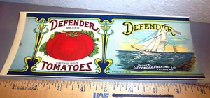 Antikes Original Etikett, 1910er Jahre Verteidiger Tomaten Etikett, tolle Grafik & Farben - Bild 1 von 3