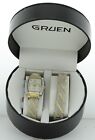 Ladies casual GRUEN bangle watch set two tone band and case with crystals bezel