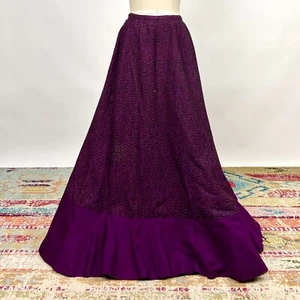 Antique Edwardian Victorian Purple Swirl Design Full Length Skirt Details AS IS - Picture 1 of 14