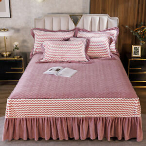 Quilted Jacquard Velvet Queen Bedspread King Size Patchwork Bed Sheet Super Soft